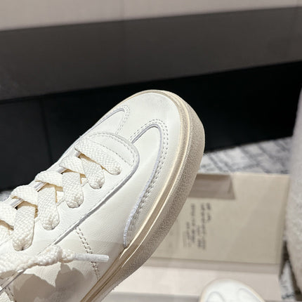 SOUL STAR SNEAKERS IN WHITE CALFSKIN SILVER GLITTER HEEL TAB