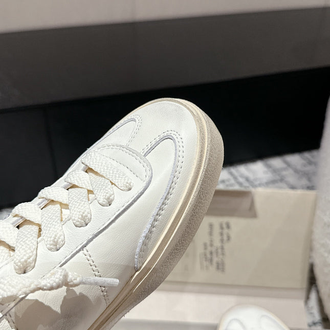 SOUL STAR SNEAKERS IN WHITE CALFSKIN SILVER GLITTER HEEL TAB