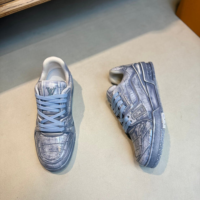 LV MEN'S LUXURY DESIGNER SPORTS BLUE SNEAKERS