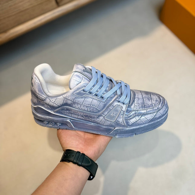 LV MEN'S LUXURY DESIGNER SPORTS BLUE SNEAKERS