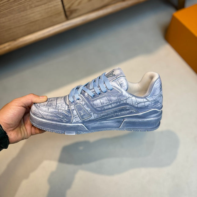 LV MEN'S LUXURY DESIGNER SPORTS BLUE SNEAKERS
