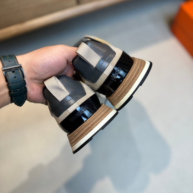 HM INTERACTIVE LACE-UP SNEAKER BEIGE CALFSKIN