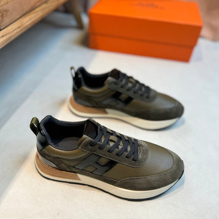HM INTERACTIVE LACE-UP SNEAKER OLIVE CALFSKIN