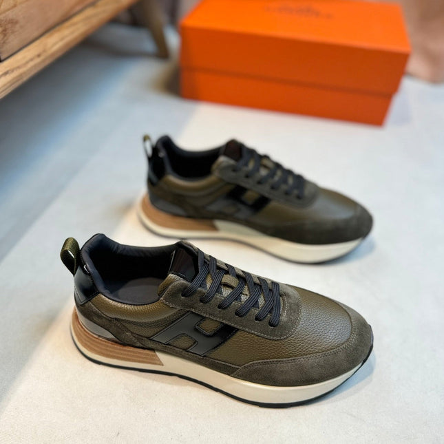 HM INTERACTIVE LACE-UP SNEAKER OLIVE CALFSKIN