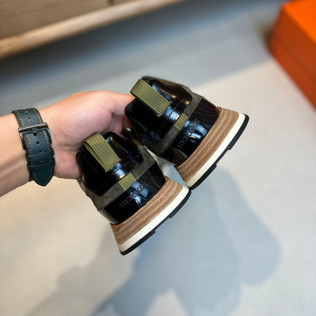 HM INTERACTIVE LACE-UP SNEAKER OLIVE CALFSKIN