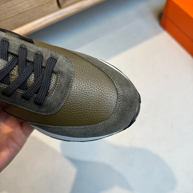 HM INTERACTIVE LACE-UP SNEAKER OLIVE CALFSKIN