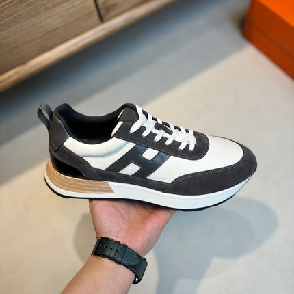 HM INTERACTIVE LACE-UP SNEAKER GRAY AND WHITE CALFSKIN
