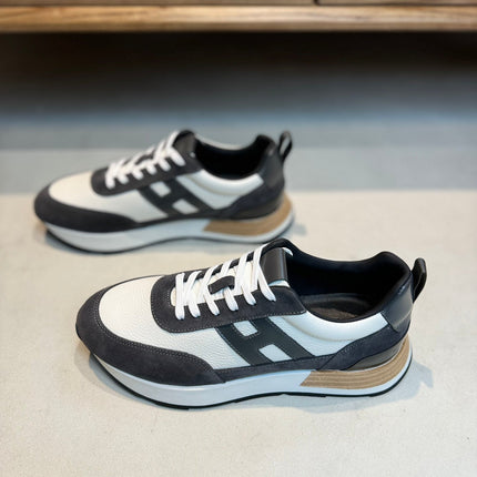 HM INTERACTIVE LACE-UP SNEAKER GRAY AND WHITE CALFSKIN