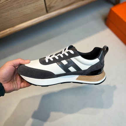 HM INTERACTIVE LACE-UP SNEAKER GRAY AND WHITE CALFSKIN