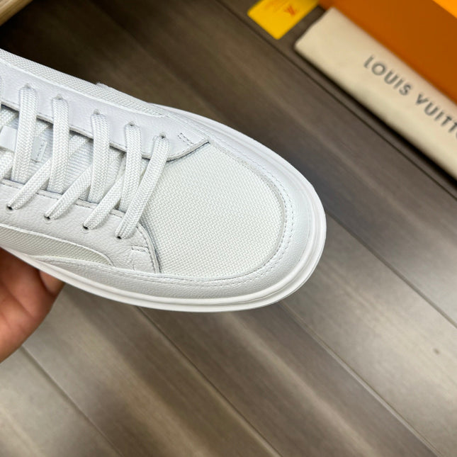 LV TRAINER SNEAKER WHITE MIX NAVY BLUE CALFSKIN AND BREATHABLE FABRIC