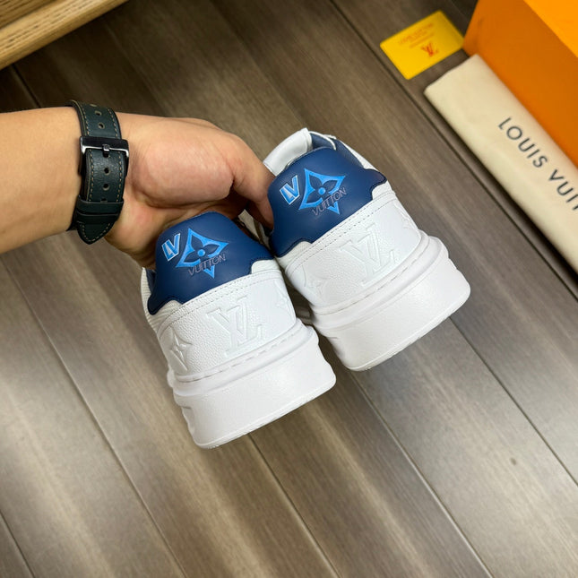 LV TRAINER SNEAKER WHITE MIX NAVY BLUE CALFSKIN AND BREATHABLE FABRIC