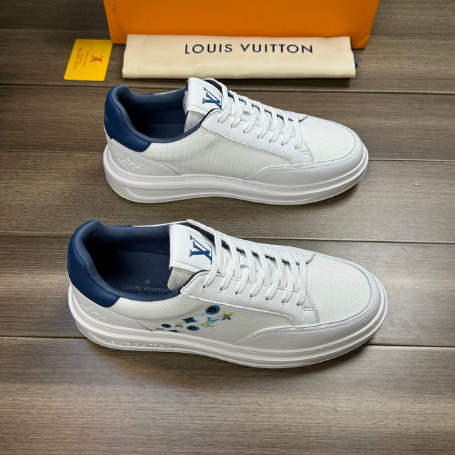 LV TRAINER SNEAKER WHITE MIX NAVY BLUE CALFSKIN AND BREATHABLE FABRIC