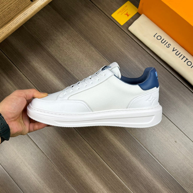 LV TRAINER SNEAKER WHITE MIX NAVY BLUE CALFSKIN AND BREATHABLE FABRIC
