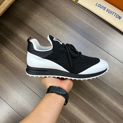 LV SNEAKERS IN BLACK MESH BREATHABLE FABRIC AND WHITE CALFSKIN