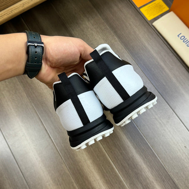 LV SNEAKERS IN BLACK MESH BREATHABLE FABRIC AND WHITE CALFSKIN