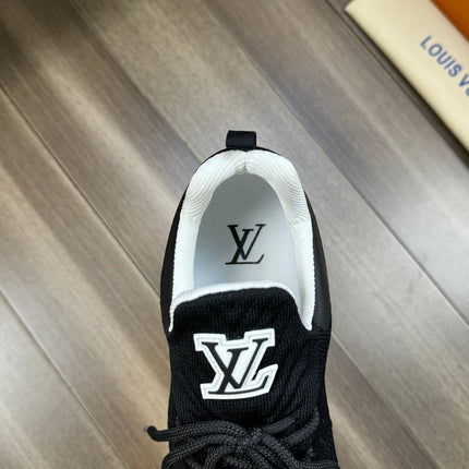 LV SNEAKERS IN BLACK MESH BREATHABLE FABRIC AND WHITE CALFSKIN