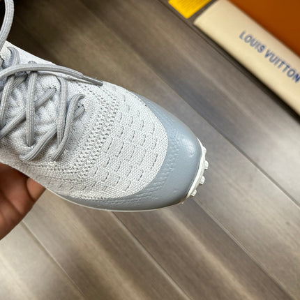 LV SNEAKERS IN GREY MESH BREATHABLE FABRIC AND  CALFSKIN