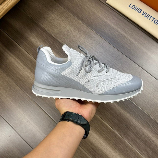 LV SNEAKERS IN GREY MESH BREATHABLE FABRIC AND  CALFSKIN