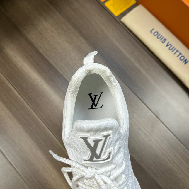 LV SNEAKERS IN WHITE MESH BREATHABLE FABRIC AND  CALFSKIN