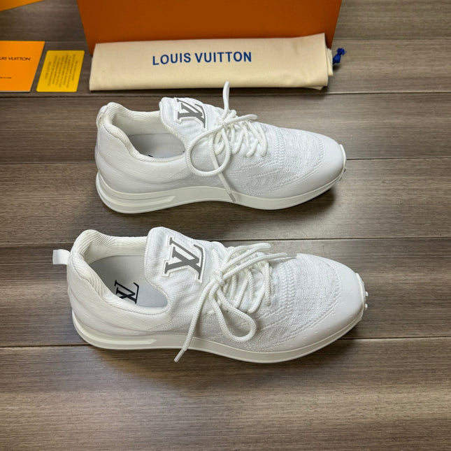 LV SNEAKERS IN WHITE MESH BREATHABLE FABRIC AND  CALFSKIN