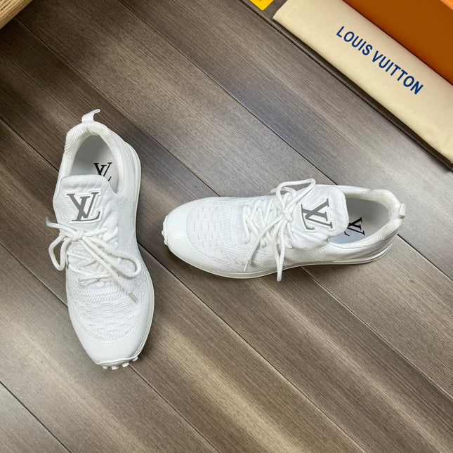 LV SNEAKERS IN WHITE MESH BREATHABLE FABRIC AND  CALFSKIN