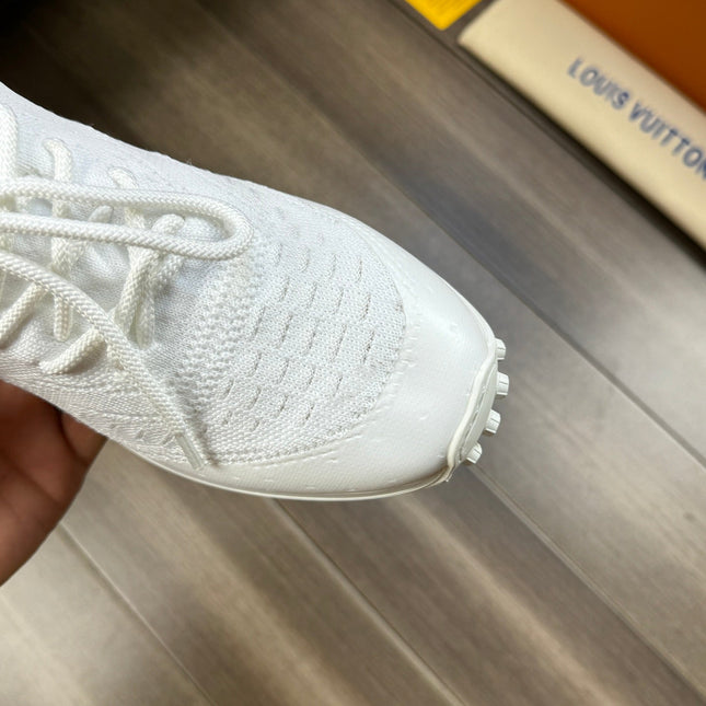 LV SNEAKERS IN WHITE MESH BREATHABLE FABRIC AND  CALFSKIN