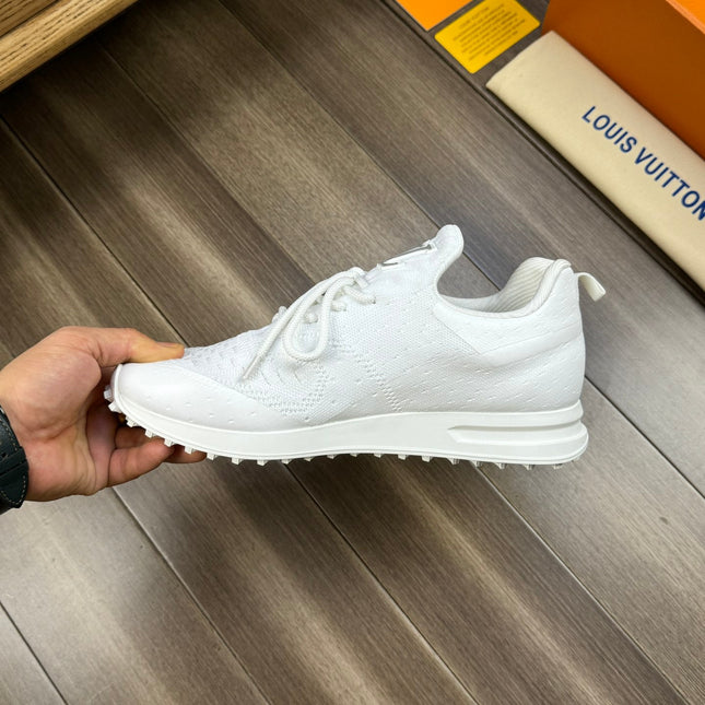LV SNEAKERS IN WHITE MESH BREATHABLE FABRIC AND  CALFSKIN