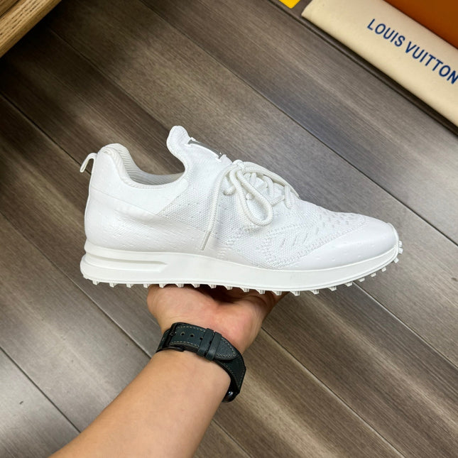 LV SNEAKERS IN WHITE MESH BREATHABLE FABRIC AND  CALFSKIN