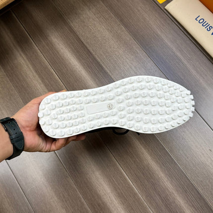 LV SNEAKERS IN BLACK MESH BREATHABLE FABRIC AND  CALFSKIN