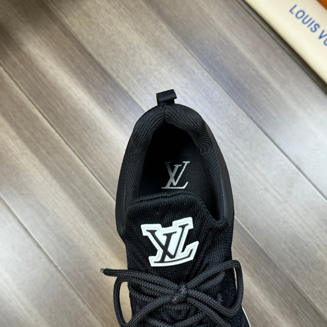 LV SNEAKERS IN BLACK MESH BREATHABLE FABRIC AND  CALFSKIN