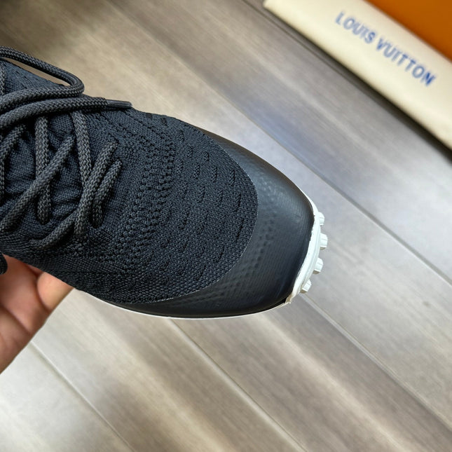 LV SNEAKERS IN BLACK MESH BREATHABLE FABRIC AND  CALFSKIN