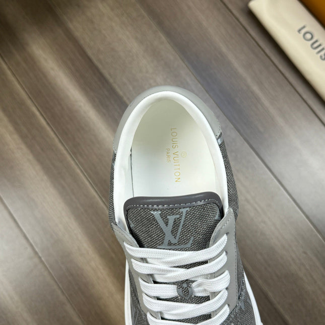 LV TRAINER SNEAKER IN ASH GREY MONOGRAM DENIM