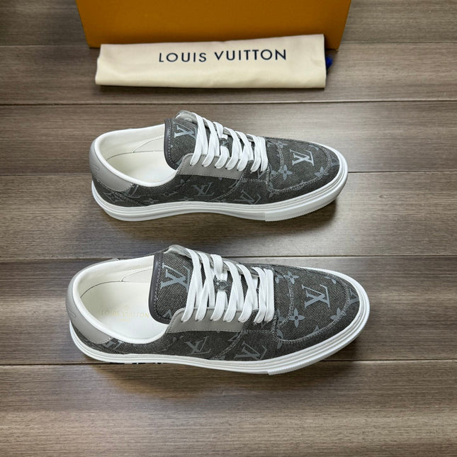 LV TRAINER SNEAKER IN ASH GREY MONOGRAM DENIM