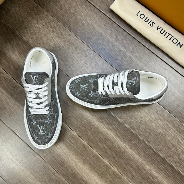 LV TRAINER SNEAKER IN ASH GREY MONOGRAM DENIM
