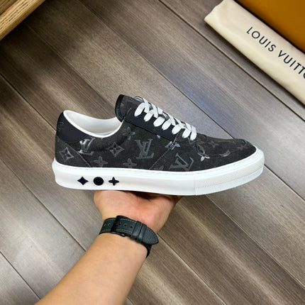 LV TRAINER SNEAKER IN BLACK MONOGRAM DENIM