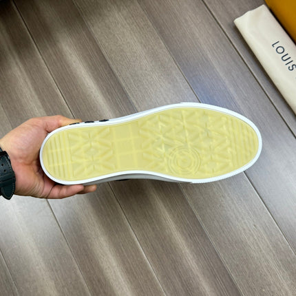 LV TRAINER SNEAKER IN BLACK MONOGRAM DENIM