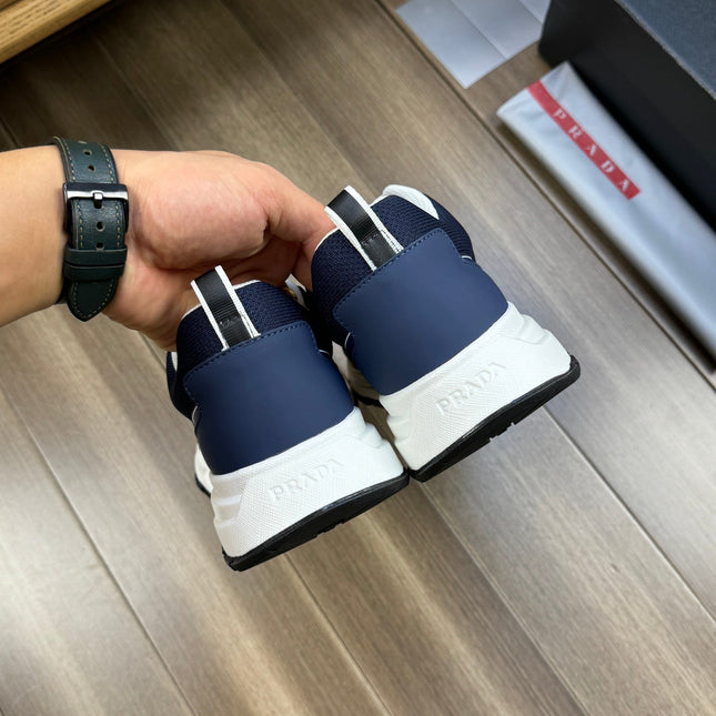 PRA SNEAKER NAVY BLUE NAPPA CALFSKIN AND FLYKNIT FABRIC