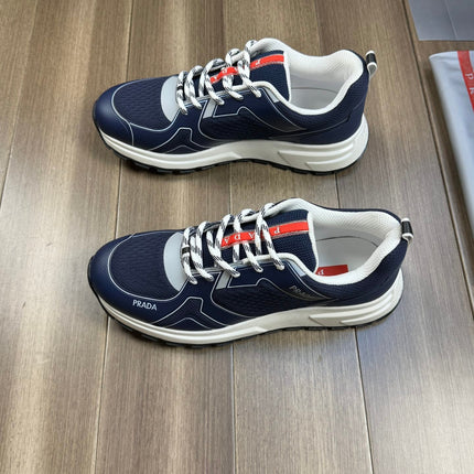PRA SNEAKER NAVY BLUE NAPPA CALFSKIN AND FLYKNIT FABRIC