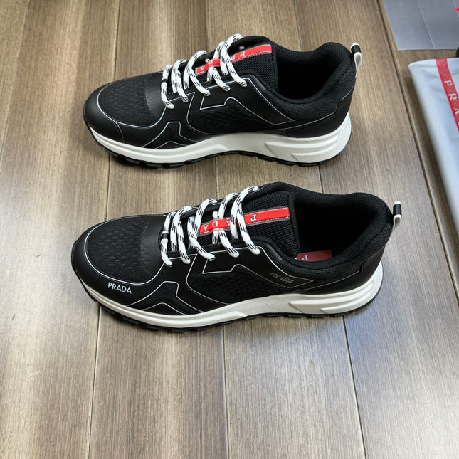 PRA SNEAKER BLACK NAPPA CALFSKIN AND FLYKNIT FABRIC