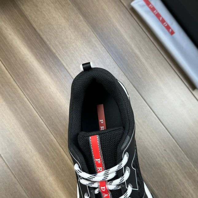 PRA SNEAKER BLACK NAPPA CALFSKIN AND FLYKNIT FABRIC
