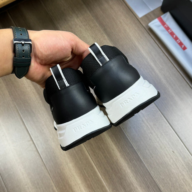 PRA SNEAKER BLACK NAPPA CALFSKIN AND FLYKNIT FABRIC