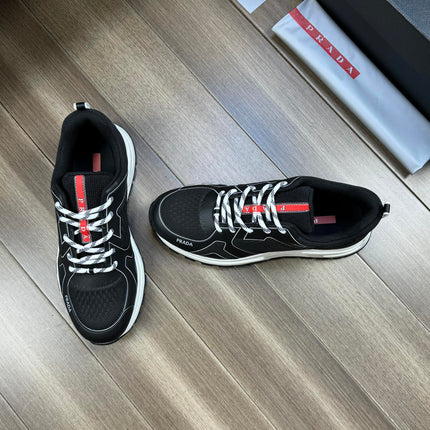 PRA SNEAKER BLACK NAPPA CALFSKIN AND FLYKNIT FABRIC