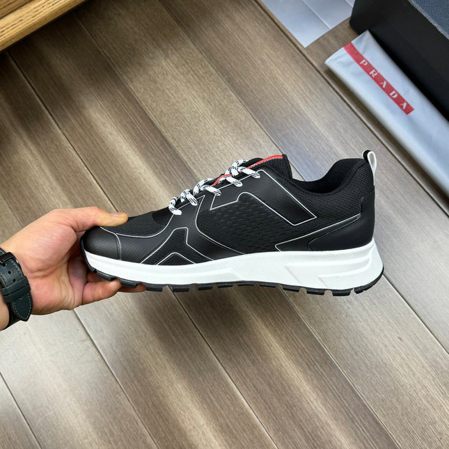 PRA SNEAKER BLACK NAPPA CALFSKIN AND FLYKNIT FABRIC