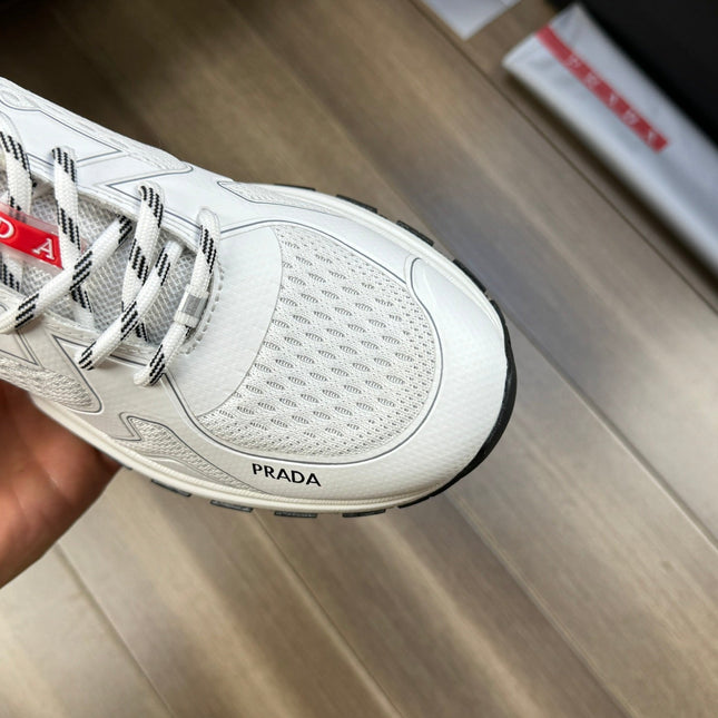 PRA SNEAKER WHITE NAPPA CALFSKIN AND FLYKNIT FABRIC