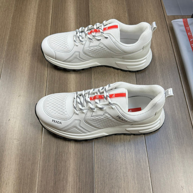 PRA SNEAKER WHITE NAPPA CALFSKIN AND FLYKNIT FABRIC