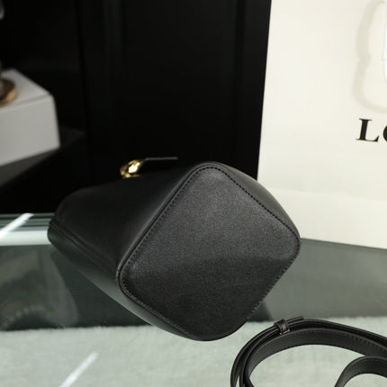 LOE MINI 19 PEBBLE BUCKET IN BLACK MELLOW CALFSKIN