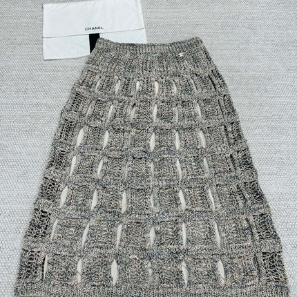 CC 25 Hollow Knitted Skirt Gray Cotton