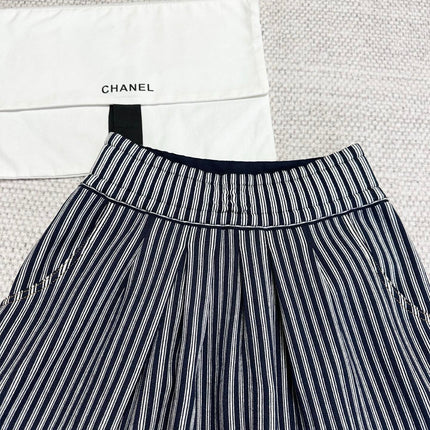 CC 25 Striped Skirt Blue Cotton