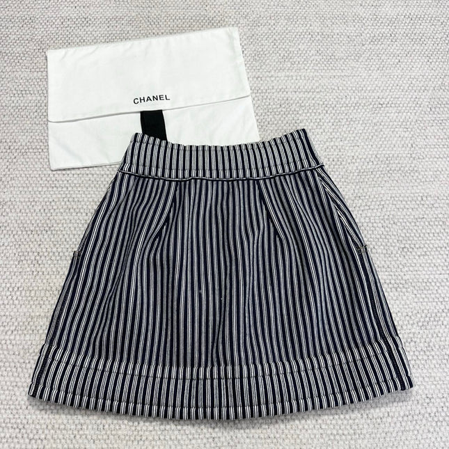CC 25 Striped Skirt Blue Cotton