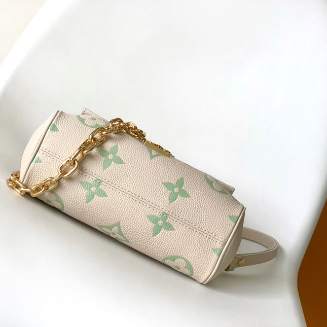 FAVORITE BAG 24 IN BEIGE MIX GREEN MONOGRAM SOFT GRAINED COWHIDE